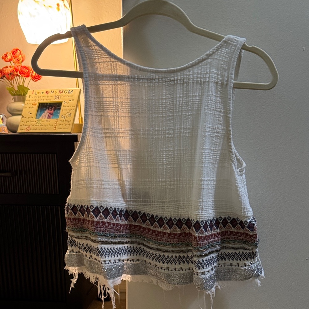 Women's White and Multicolor Backless Tank